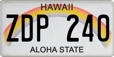 HI license plate ZDP240