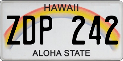 HI license plate ZDP242