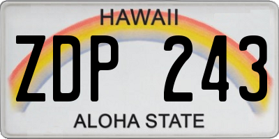 HI license plate ZDP243
