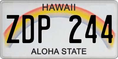 HI license plate ZDP244