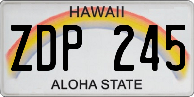 HI license plate ZDP245