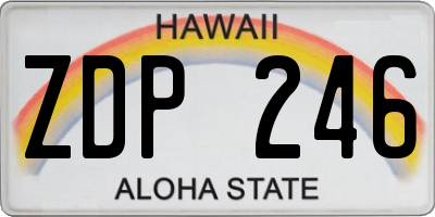 HI license plate ZDP246