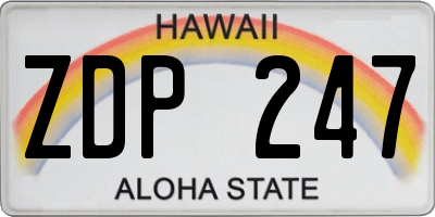 HI license plate ZDP247