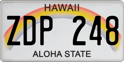 HI license plate ZDP248