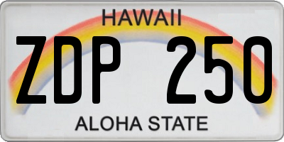 HI license plate ZDP250