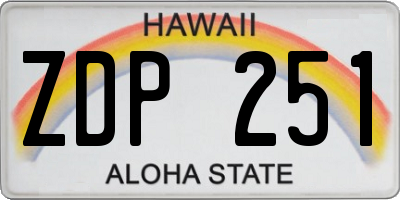 HI license plate ZDP251