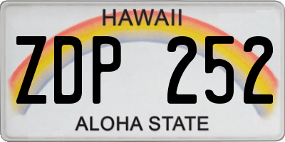 HI license plate ZDP252