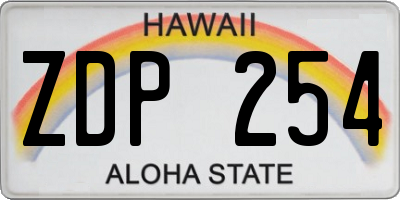 HI license plate ZDP254