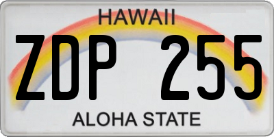 HI license plate ZDP255