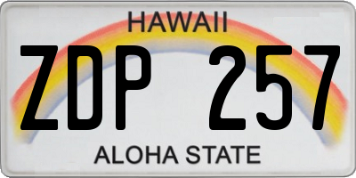 HI license plate ZDP257