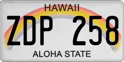 HI license plate ZDP258