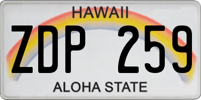 HI license plate ZDP259