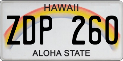 HI license plate ZDP260