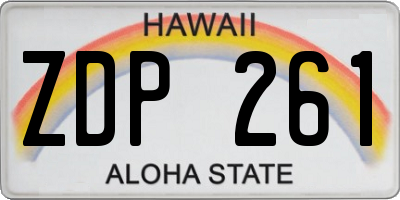 HI license plate ZDP261