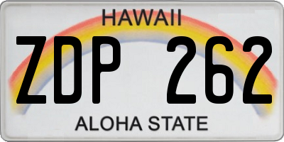 HI license plate ZDP262