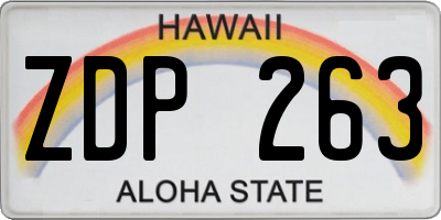 HI license plate ZDP263