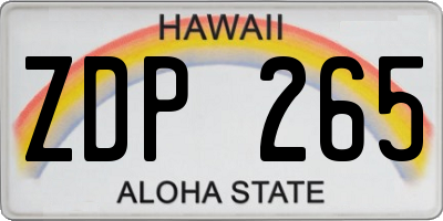 HI license plate ZDP265