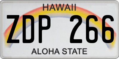HI license plate ZDP266