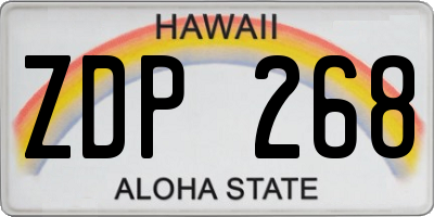HI license plate ZDP268