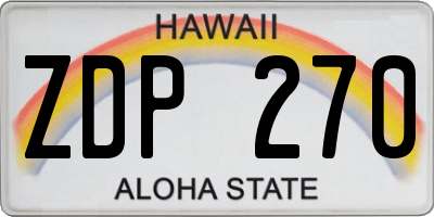 HI license plate ZDP270
