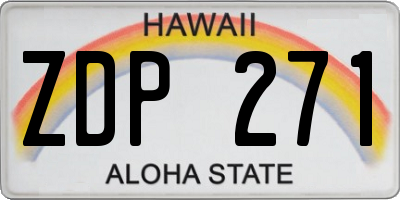 HI license plate ZDP271