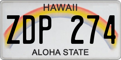 HI license plate ZDP274