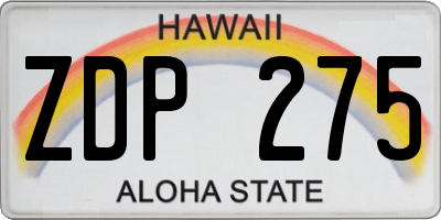 HI license plate ZDP275