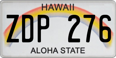 HI license plate ZDP276