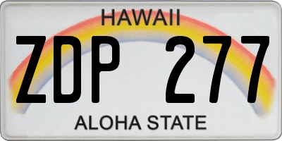 HI license plate ZDP277