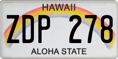 HI license plate ZDP278