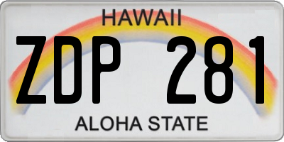HI license plate ZDP281
