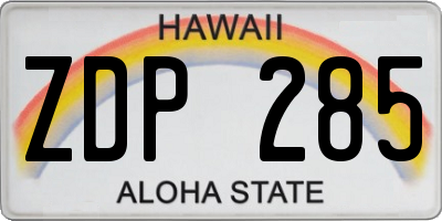 HI license plate ZDP285