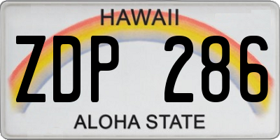 HI license plate ZDP286