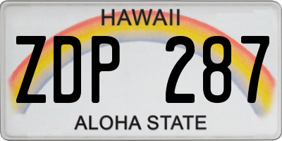 HI license plate ZDP287
