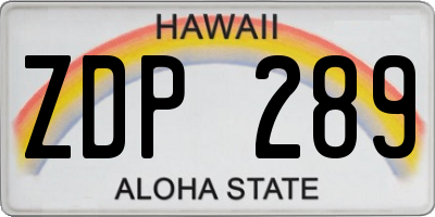 HI license plate ZDP289