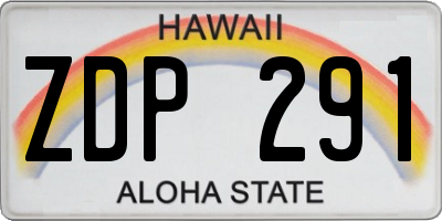 HI license plate ZDP291