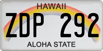 HI license plate ZDP292