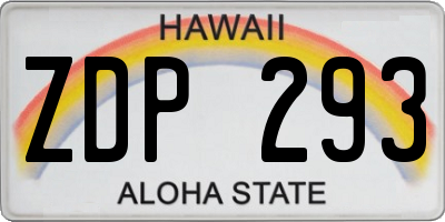 HI license plate ZDP293