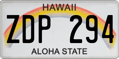 HI license plate ZDP294