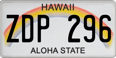 HI license plate ZDP296