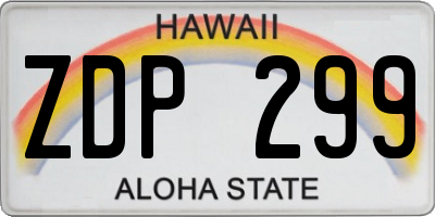 HI license plate ZDP299