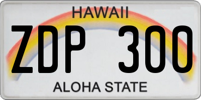 HI license plate ZDP300