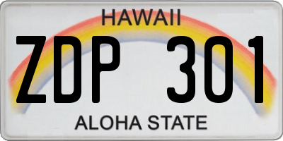 HI license plate ZDP301