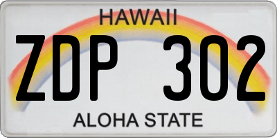 HI license plate ZDP302