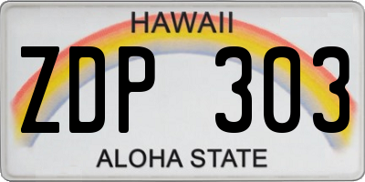 HI license plate ZDP303