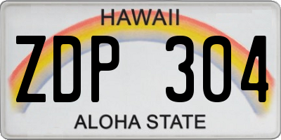 HI license plate ZDP304