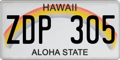 HI license plate ZDP305