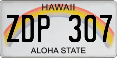 HI license plate ZDP307