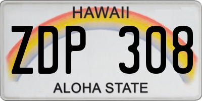 HI license plate ZDP308