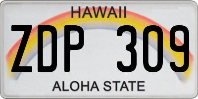 HI license plate ZDP309